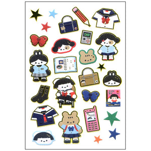 School Girls Japanese Sticker Sheet