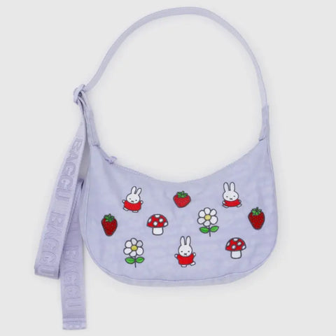 Baggu Small Nylon Crescent Bag - Embroidered Miffy