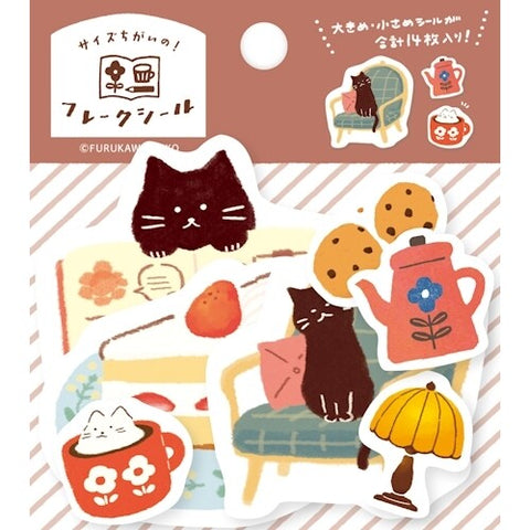 Furukawashiko Japanese Cats Coffee Time Sticker Bag