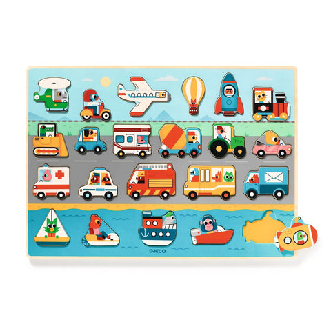 Puzzlo Vroom Wooden Puzzle by Djeco