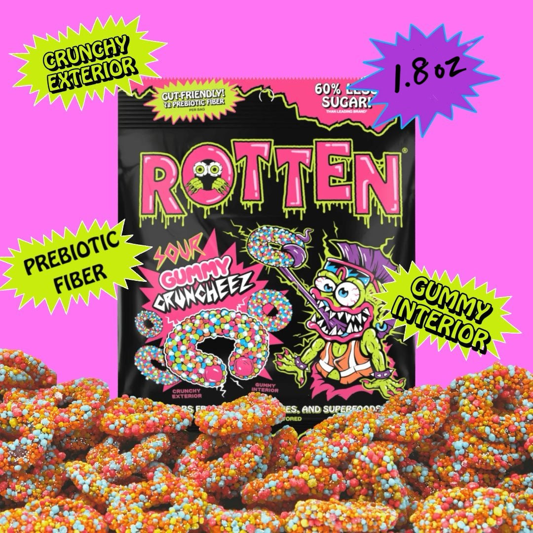 Rotten Sour Gummy Cruncheez: Gf, Prebiotics, Low Sugar