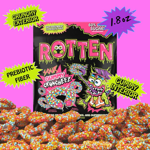 Rotten Sour Gummy Cruncheez: Gf, Prebiotics, Low Sugar