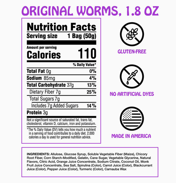 Rotten Original Gummy Worms: Gf, Prebiotics, Low Sugar