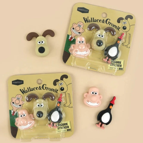 Wallace & Gromit 3D Figure Sticker Set – Desk & Gadget Decor