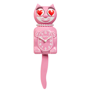 Limited Edition Pink Satin Lady Kit-Cat Klock - Heart Eyes