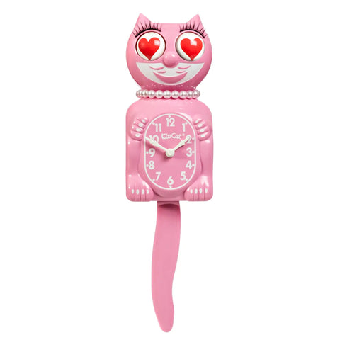 Limited Edition Pink Satin Lady Kit-Cat Klock - Heart Eyes