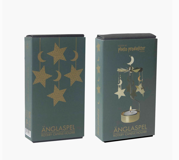 Rotary Candle Holder - Moon and Stars in Gold
