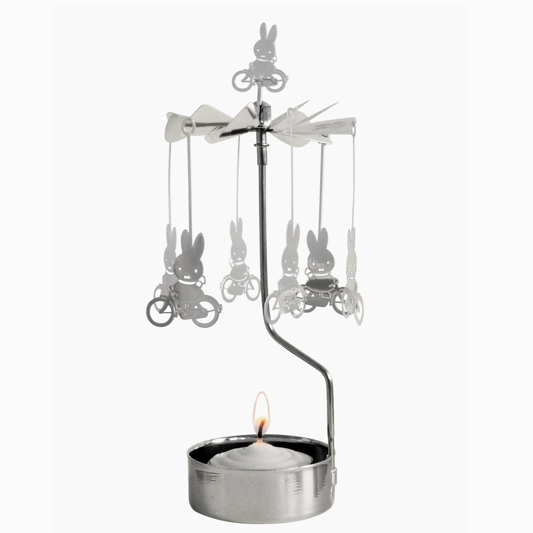 Rotary Candle Holder - Miffy Bicycle in Silver