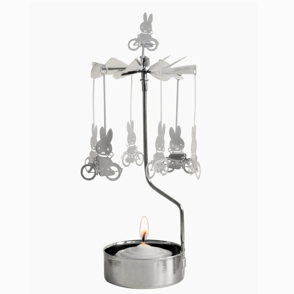 Rotary Candle Holder - Miffy Bicycle in Silver