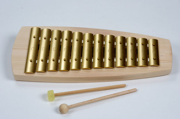 Auris Brass Diatonic Straight Glockenspiel w/ wooden & rubber mallets - 12 tones