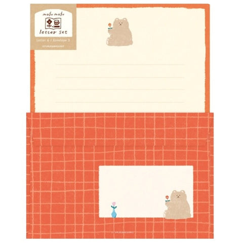 Japanese Letter Writing Set- Bear and Flower