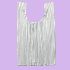 Pleated Baggu in Chrome Metallic