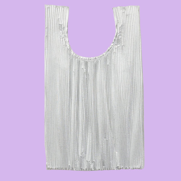 Pleated Baggu in Chrome Metallic