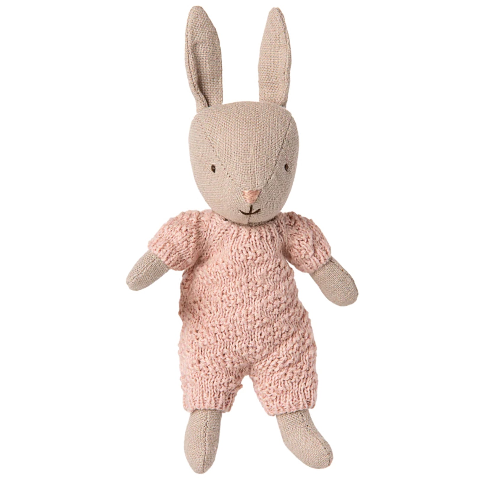 Maileg Rabbit Micro Sand in Rose Knitted Suit