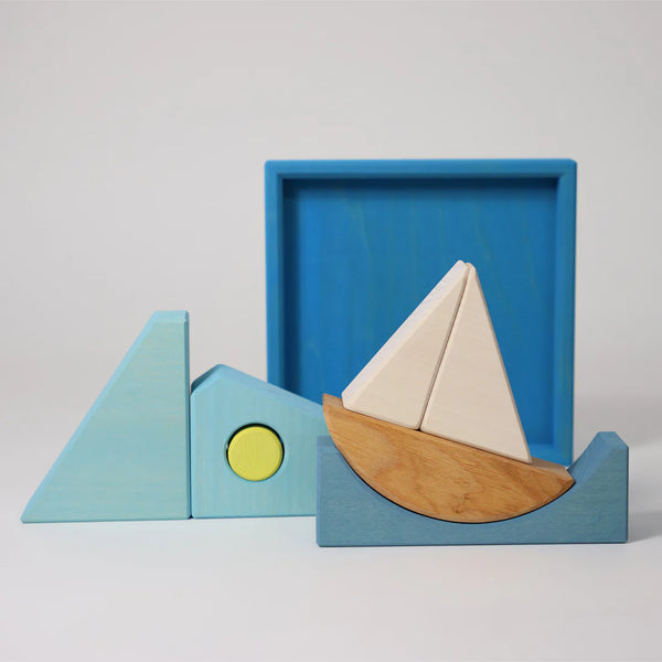 Grimm's Blue Sailboat Building Set