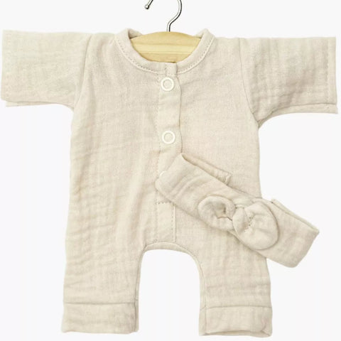 Lili Romper with Headband in Bone  for Minikane Soft- Bodied Babies