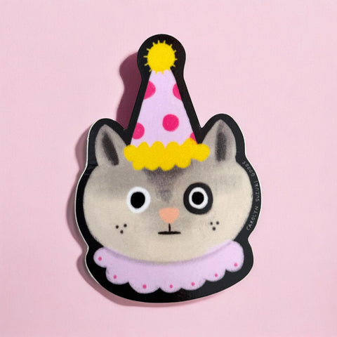 Clown Cat Sticker By Carolyn Suzuki