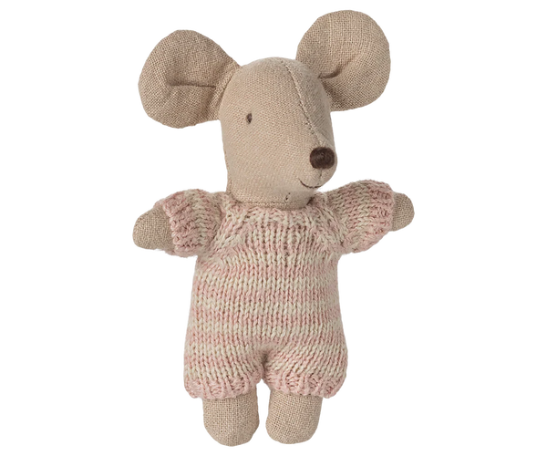 Maileg Baby Mouse in Carrycot Pink