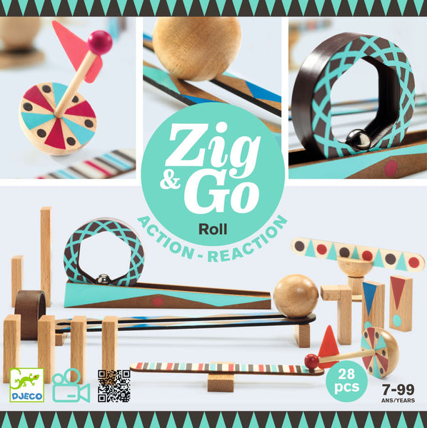 Zig & Go Roll 28pc Chain Reaction Construction Set by Djeco