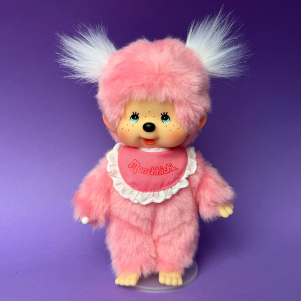Monchhichi Pink Plush Girl with Blue Eyes