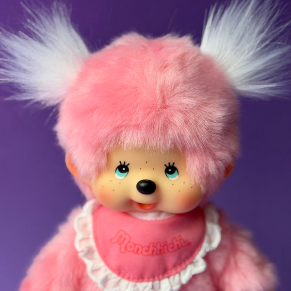 Monchhichi Pink Plush Girl with Blue Eyes