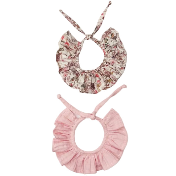 Set of 2 Pink /Liberty Water Lily Cotton Gauze Collars for Minikane Dolls