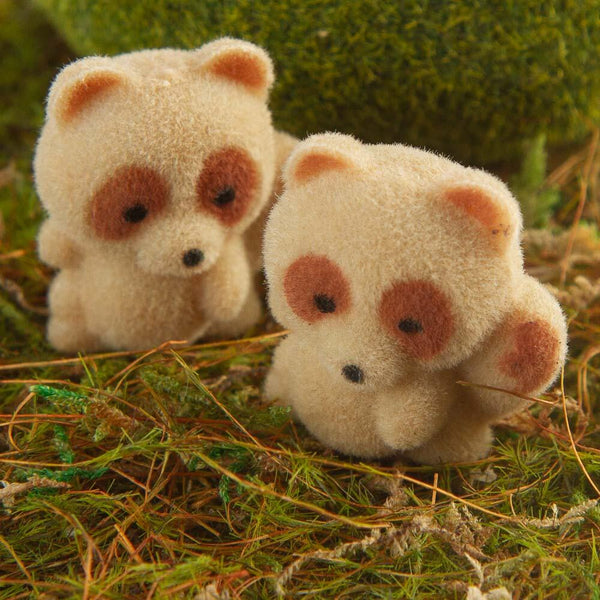 1" Miniature Flocked Raccoon / Fox