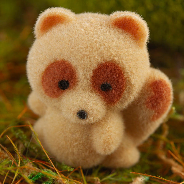1" Miniature Flocked Raccoon / Fox