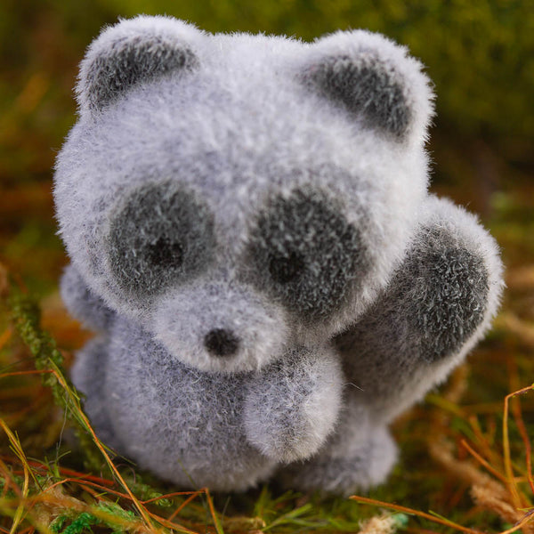 1" Miniature Flocked Raccoon / Fox