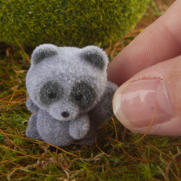 1" Miniature Flocked Raccoon / Fox