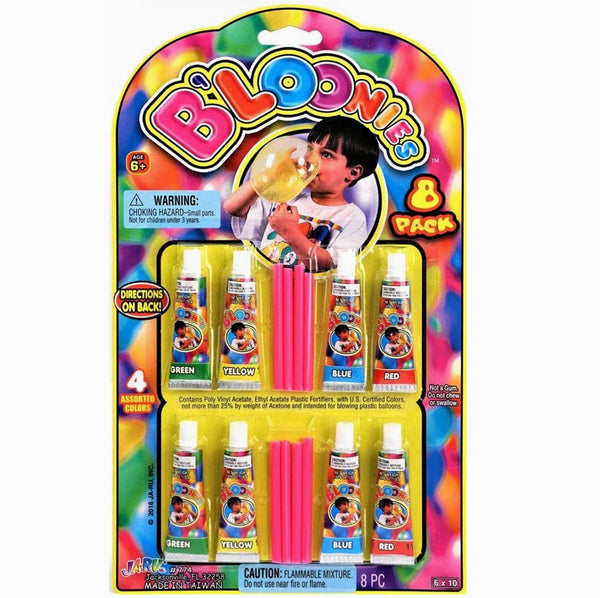B'loonies Classic Plastic Bubbles 8 Colorful Bubble Tubes