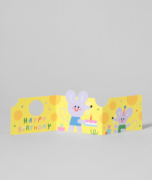 Mouse in Cheese Fold Out Birthday Card