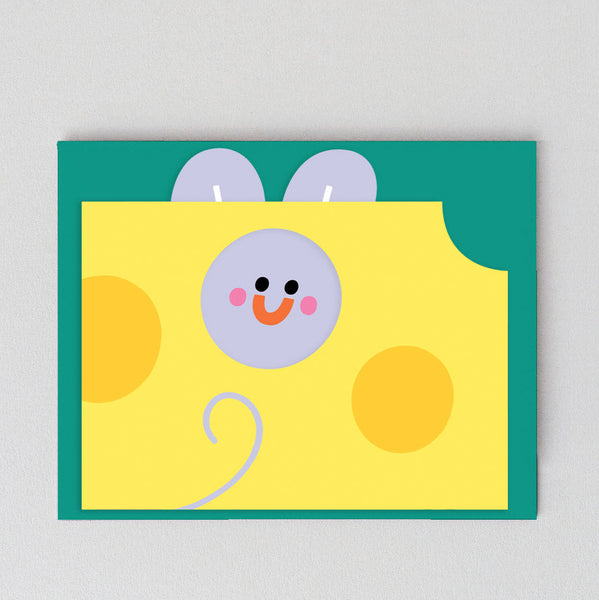 Mouse in Cheese Fold Out Birthday Card
