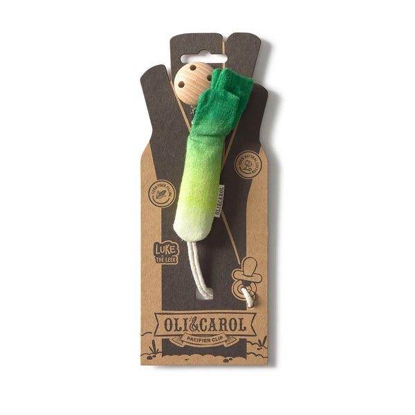 Oli & Carol Luke the Leek Pacifier Clip
