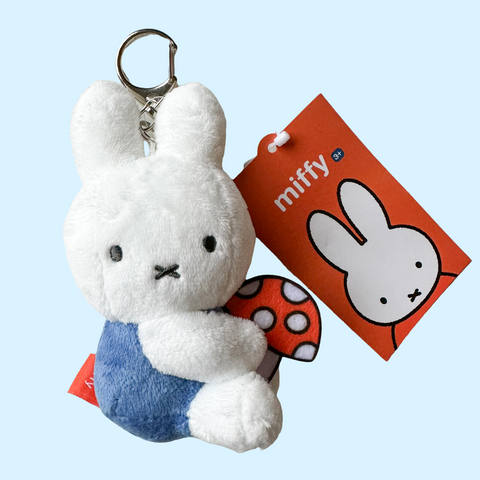 Plush Miffy Keychain (blue with red mushroom)