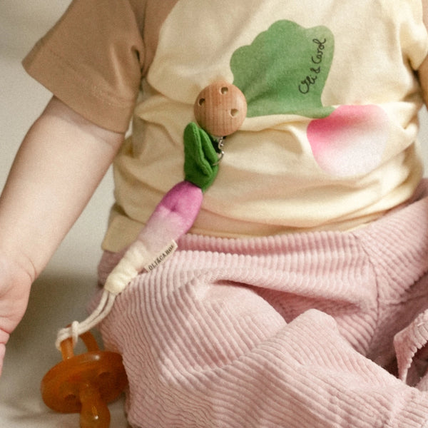 Oli & Carol Ramona the Radish Pacifier Clip