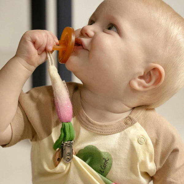 Oli & Carol Ramona the Radish Pacifier Clip