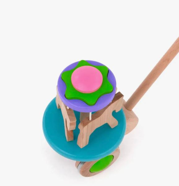 Wooden Carousel Push Toy by Bajo