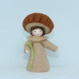 Mushroom Fairy With Brown Cap (two sizes) by Eco Flower Fairies