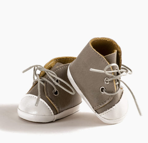 Faux Leather Lace-Up Shoes For Minikane Dolls - Taupe