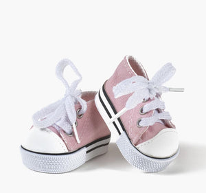 Canvas Lace-Up Sneakers For Minikane Dolls - Pink Marshmallow
