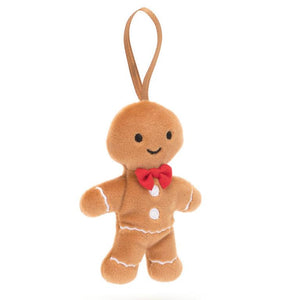 Festive Folly Gingerbread Fred Ornament by Jellycat