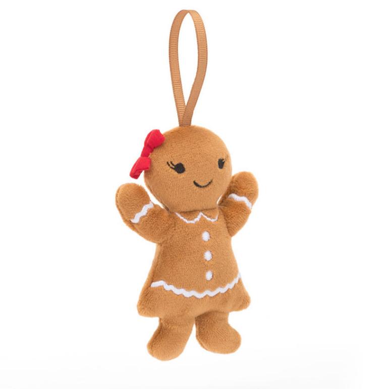 Festive Folly Gingerbread Ruby Ornament by Jellycat