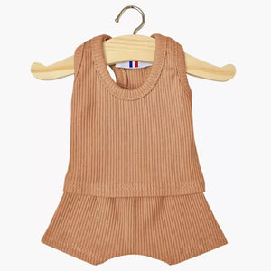 Basic Undrewear Set in Brown Sugar Ribbed Knit for Minikane Gordis Dolls