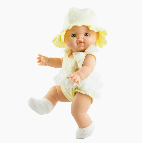 One-Piece Romper and Yellow Hat with White Socks Paola Reina Clothes for Gordis Dolls