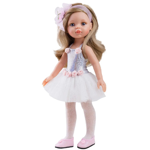 Paola Reina Amigas Doll Outfit- White and Silver Ballerina Dress