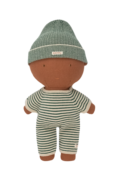 Gommu Micro Stripes Beanie in soft green / sand