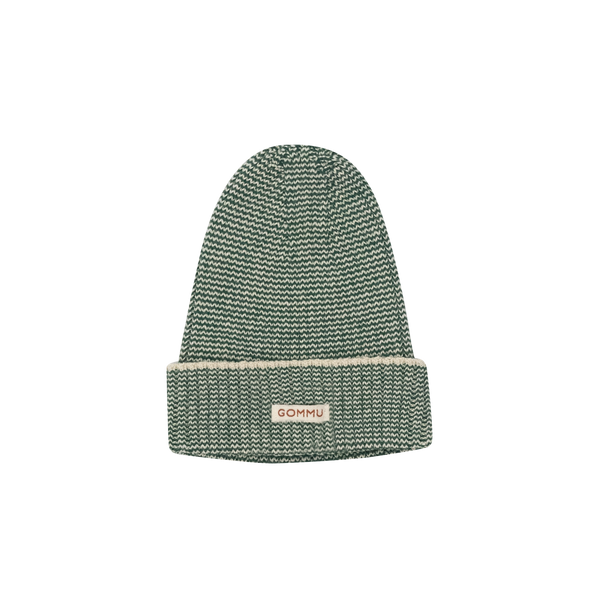 Gommu Micro Stripes Beanie in soft green / sand