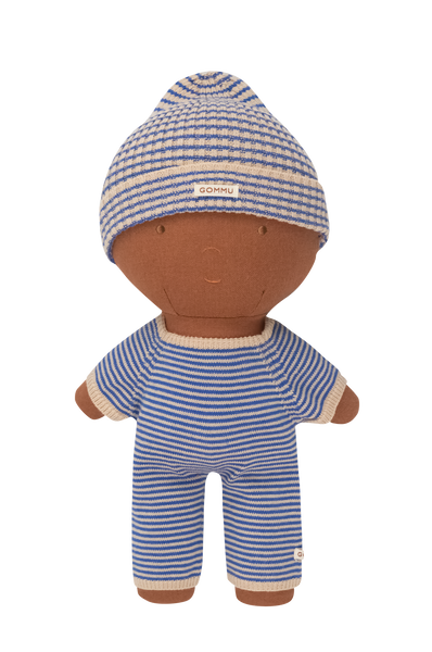 Gommu French Stripes Beanie in light cream / blue