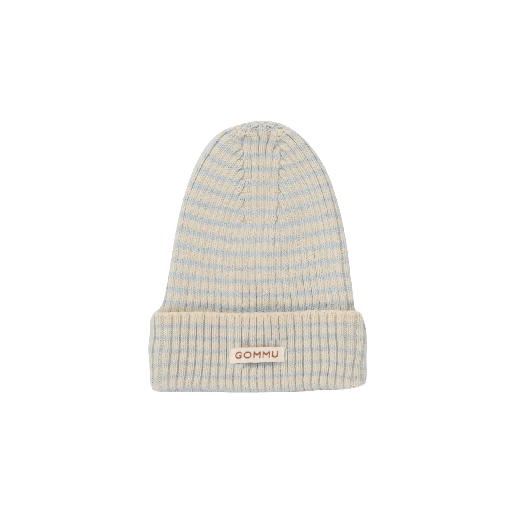 Gommu French Stripes Beanie in blue sky / sand